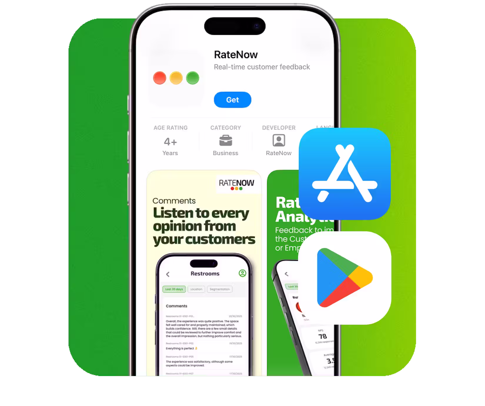 RateNow APP: App Store und Google Play